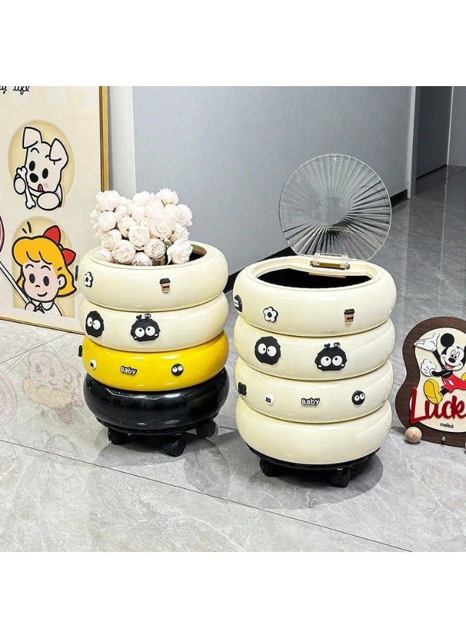 BAIG Cartoon-Style Multi-Layer Trash Bin with Lid – donuts Cute Kitchen Waste Bin for Home & Dining Room  - Image 3