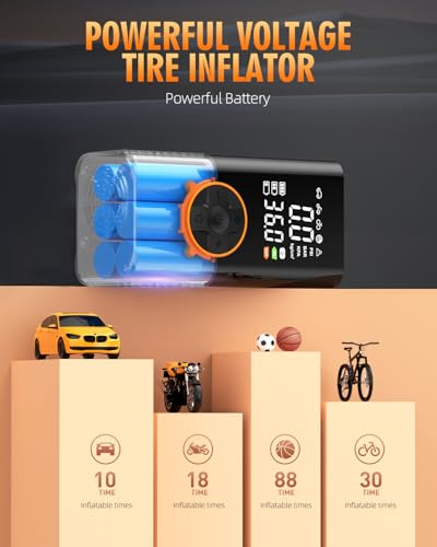 KUXISA Tire Inflator Portable Air Compressor, Cordless Tire Pump with LED Super Bright Light for Car, Bicycle, Motorcycle - Image 4