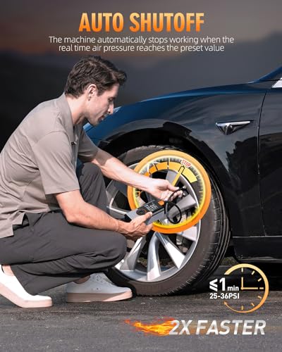 KUXISA Tire Inflator Portable Air Compressor, Cordless Tire Pump with LED Super Bright Light for Car, Bicycle, Motorcycle - Image 3