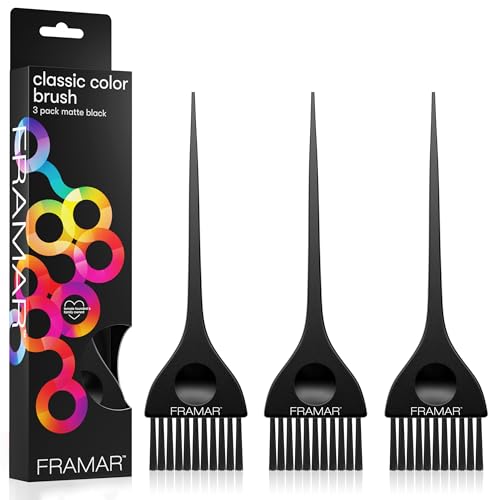 FRAMAR Black Hair Color Brush Set - Hair Coloring Brush for Hair Dye, Color Brushes for Hair Salon, Tint Brush for Dyeing Hair, Tint Brushes, Brochas Para Tinte De Cabello - 3 Pack Matte - Image 1