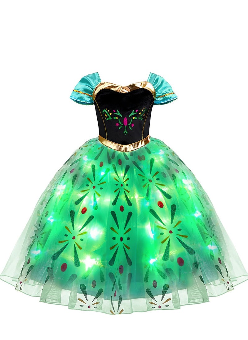 Al Aoyama Al Aoyama Light Up Princess Dress Costume for Girls Snow Gown for Toddler & Teens, Green, 2-10 Years  - Image 2