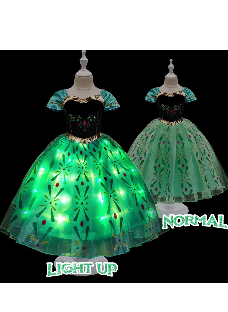Al Aoyama Al Aoyama Light Up Princess Dress Costume for Girls Snow Gown for Toddler & Teens, Green, 2-10 Years  - Image 4