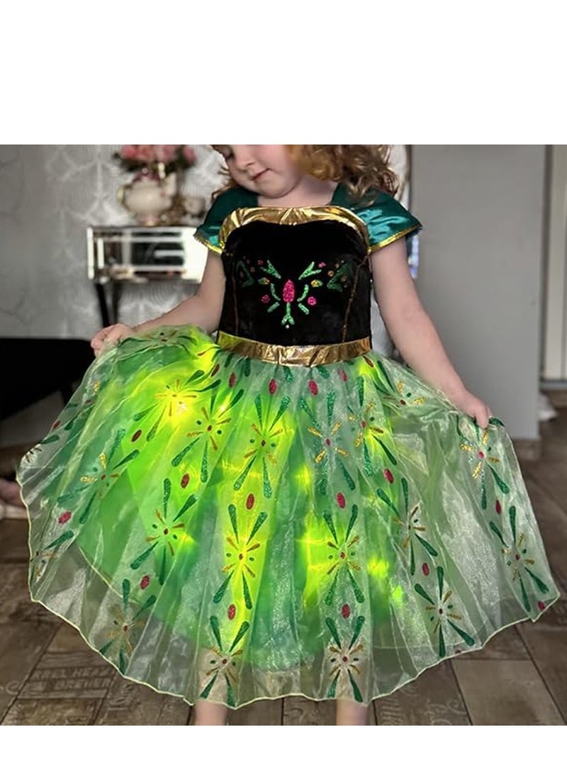 Al Aoyama Al Aoyama Light Up Princess Dress Costume for Girls Snow Gown for Toddler & Teens, Green, 2-10 Years  - Image 5