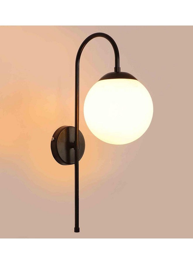 SINOMAN ضوء جدار كلاسيكي أسود من سينومان بشكل J مع ظل زجاجي قبة للإضاءة الزخرفية، مصباح جدار داخلي لغرفة النوم، غرفة المعيشة، الممر، المطبخ وديكور المنزل (بدون لمبة) - Image 5