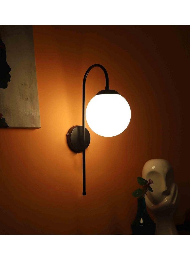 SINOMAN ضوء جدار كلاسيكي أسود من سينومان بشكل J مع ظل زجاجي قبة للإضاءة الزخرفية، مصباح جدار داخلي لغرفة النوم، غرفة المعيشة، الممر، المطبخ وديكور المنزل (بدون لمبة) - Image 3