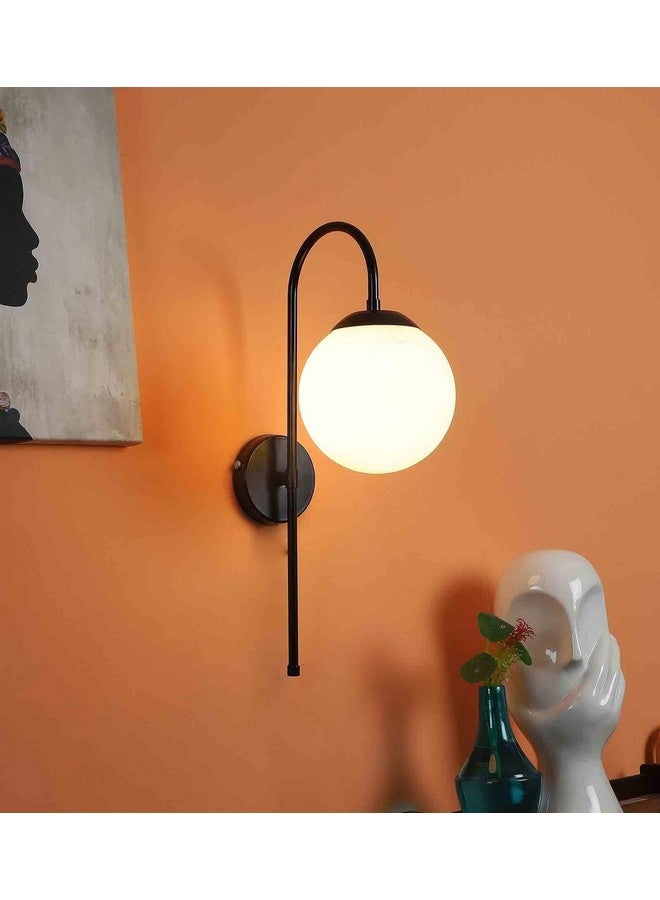 SINOMAN ضوء جدار كلاسيكي أسود من سينومان بشكل J مع ظل زجاجي قبة للإضاءة الزخرفية، مصباح جدار داخلي لغرفة النوم، غرفة المعيشة، الممر، المطبخ وديكور المنزل (بدون لمبة) - Image 1