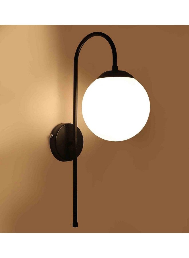 SINOMAN ضوء جدار كلاسيكي أسود من سينومان بشكل J مع ظل زجاجي قبة للإضاءة الزخرفية، مصباح جدار داخلي لغرفة النوم، غرفة المعيشة، الممر، المطبخ وديكور المنزل (بدون لمبة) - Image 4