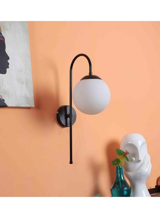 SINOMAN ضوء جدار كلاسيكي أسود من سينومان بشكل J مع ظل زجاجي قبة للإضاءة الزخرفية، مصباح جدار داخلي لغرفة النوم، غرفة المعيشة، الممر، المطبخ وديكور المنزل (بدون لمبة) - Image 2