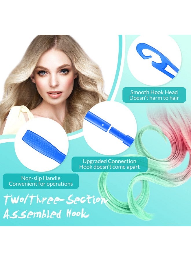 Yilloog 4 Pcs Hair Curlers - Spiral Curls Hook Set (13.8 Inch & 22 Inch) for Heatless Long Wave Styling (Blue, Rose Red) - Image 3