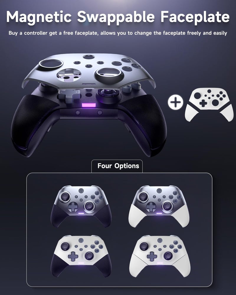 EasySMX X10 Wireless PC Controller with Dual Hall Effect, Bluetooth Controller for PC/Switch/Steam/Android TV, Mobile - Include a White Swappable Faceplate, Compatible with Black Myth: Wukong - Image 2