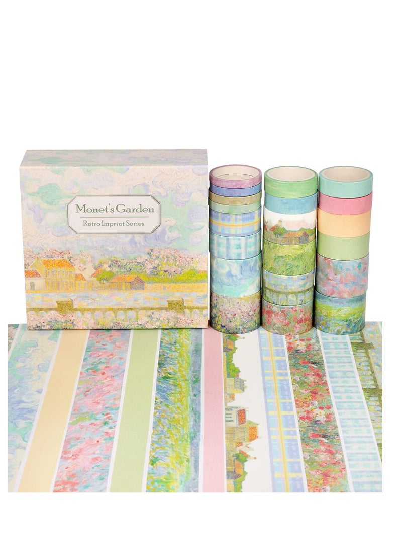 Y&D - Vintage Aesthetic Washi Tape Set, Wide Decorative Tapes for Scrapbook Supplies, Journal, Planner, Craft, DIY Decor, Gift Wrapping 20 Rolls Monet - Image 1