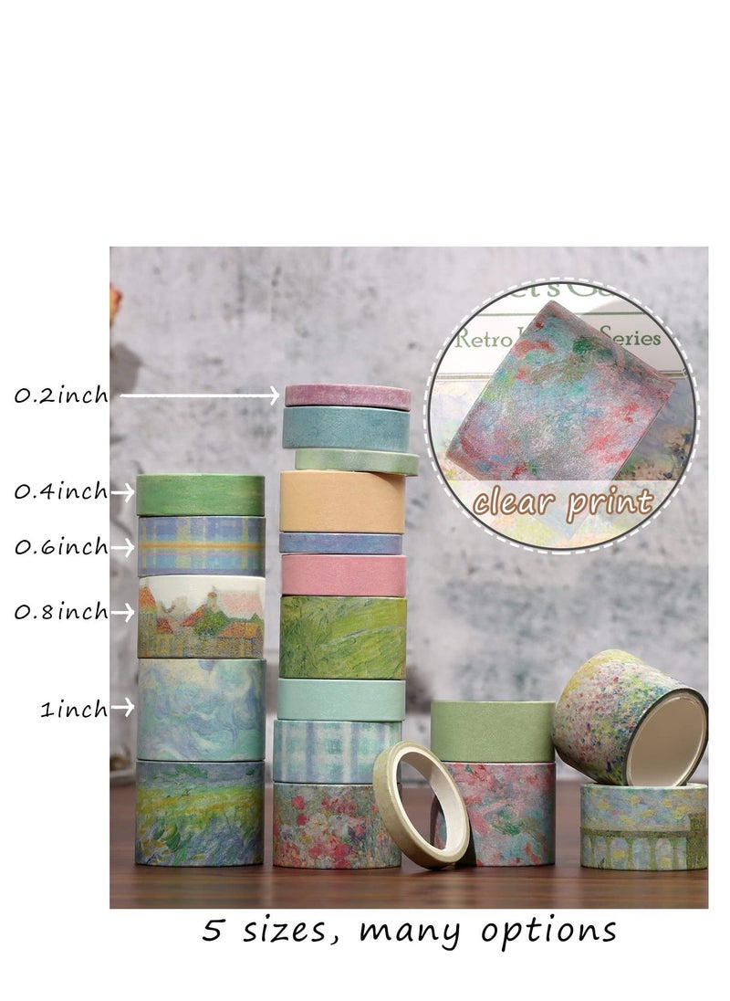 Y&D - Vintage Aesthetic Washi Tape Set, Wide Decorative Tapes for Scrapbook Supplies, Journal, Planner, Craft, DIY Decor, Gift Wrapping 20 Rolls Monet - Image 1