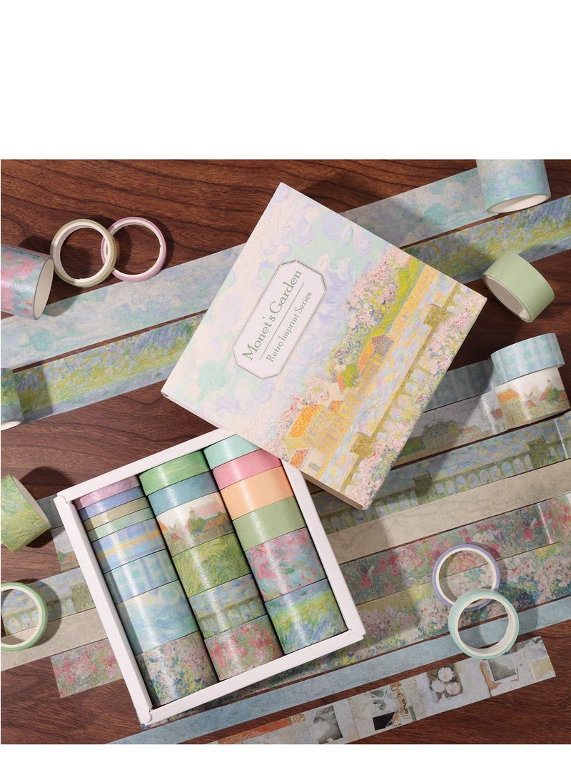 Y&D - Vintage Aesthetic Washi Tape Set, Wide Decorative Tapes for Scrapbook Supplies, Journal, Planner, Craft, DIY Decor, Gift Wrapping 20 Rolls Monet - Image 1