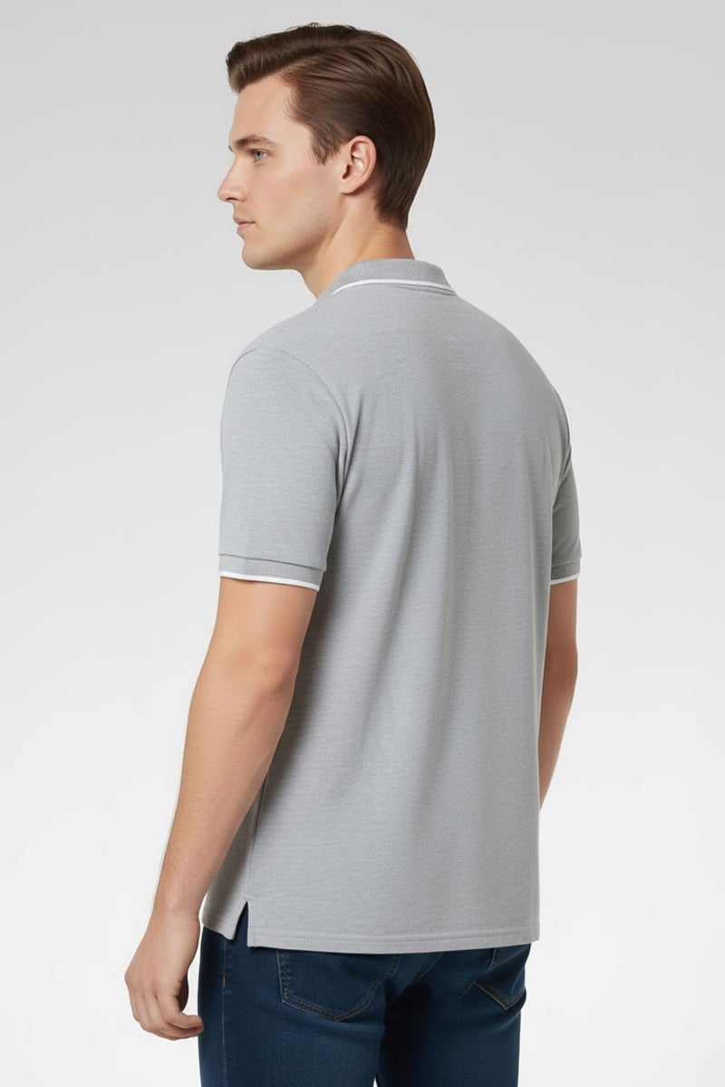 Cavalli Class Men Regular Fit Brand Logo Short Sleeves Polo Shirt, Grey - Image 5