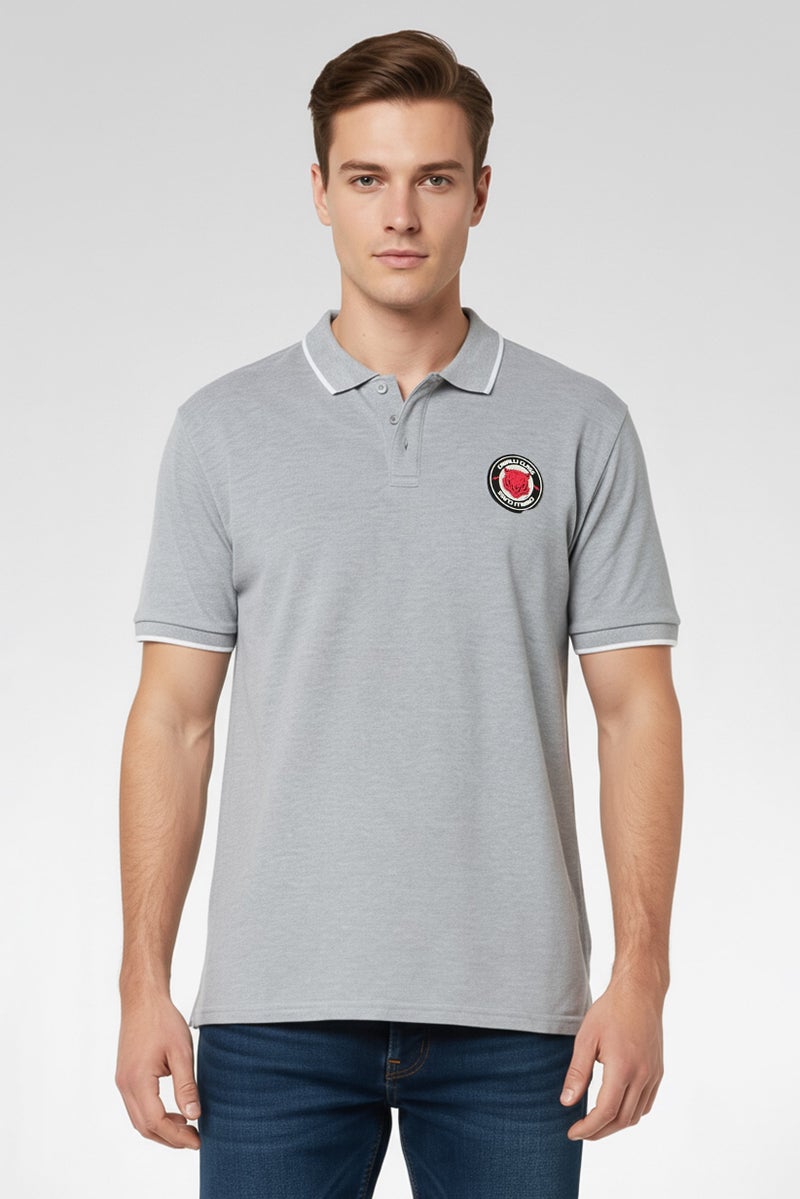 Cavalli Class Men Regular Fit Brand Logo Short Sleeves Polo Shirt, Grey - Image 1