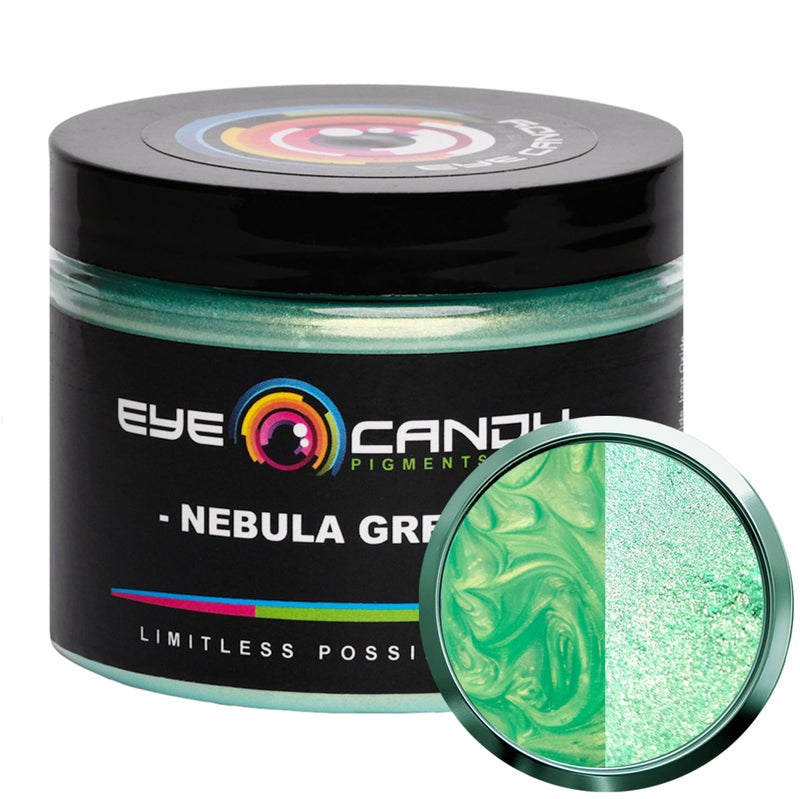 Eye Candy Premium Green Mica Powder Pigments | Multipurpose DIY Arts and Crafts Additive | Acrylic, Woodworking, Bath Bombs, Resin, Epoxy, Soap, Fishing Lures (Nebula Green) - Image 1