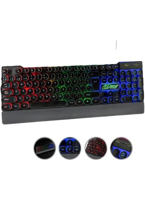 USB key Board with Lighting Compatible with Windows, Mac and Linux Operating systems  from Zero - Model ZR-2060 Black