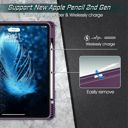 CaseBot Magnetic Case for iPad Pro 12.9-inch 6th Generation 2022, Multiple Angle Shockproof Rugged Stand Case, Soft TPU Back Cover w/Pencil Holder, Also Fit iPad Pro 12.9" 5th/4th/3rd Gen, Purple - Image 3