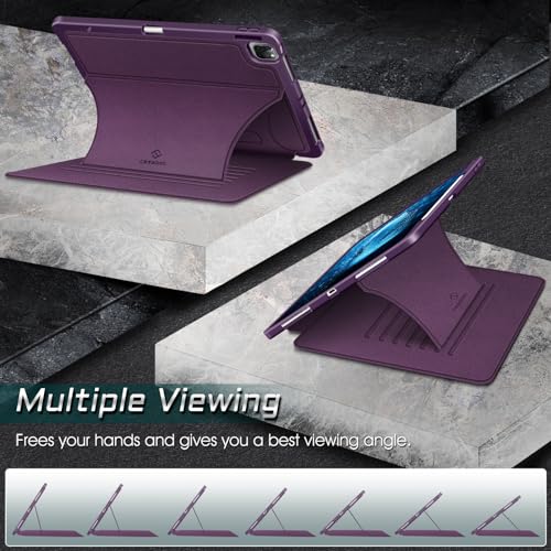 CaseBot Magnetic Case for iPad Pro 12.9-inch 6th Generation 2022, Multiple Angle Shockproof Rugged Stand Case, Soft TPU Back Cover w/Pencil Holder, Also Fit iPad Pro 12.9" 5th/4th/3rd Gen, Purple - Image 4