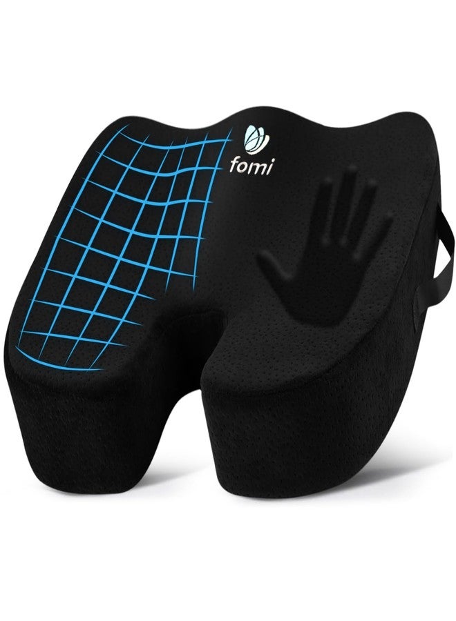 FOMI Extra Thick Firm Coccyx Orthopedic Memory Foam Seat Cushion | Black Large Cushion for Car or Truck Seat, Office Chair, Wheelchair | Back Pain Relief (Black) - Image 1