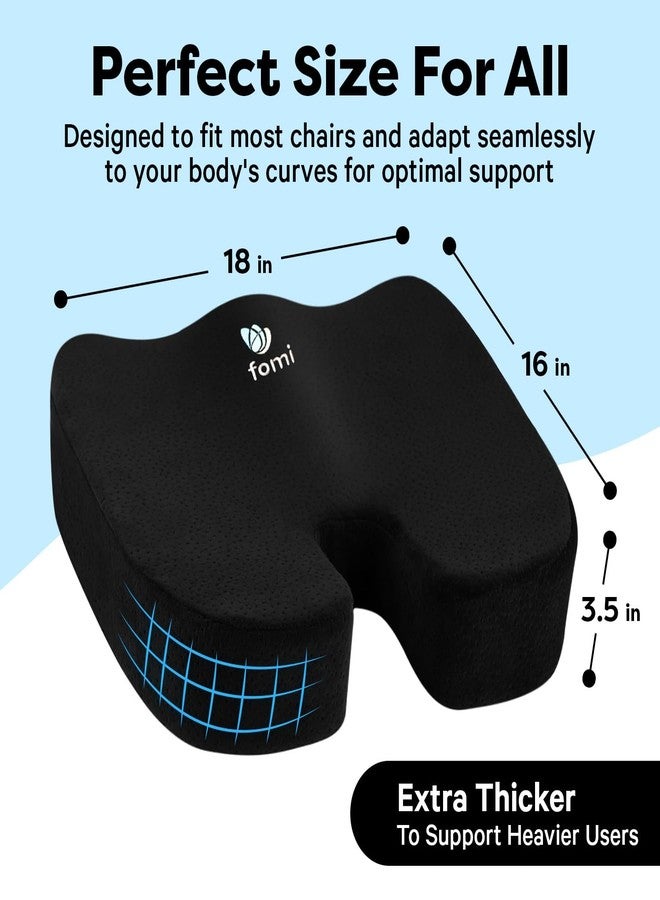 FOMI Extra Thick Firm Coccyx Orthopedic Memory Foam Seat Cushion | Black Large Cushion for Car or Truck Seat, Office Chair, Wheelchair | Back Pain Relief (Black) - Image 2