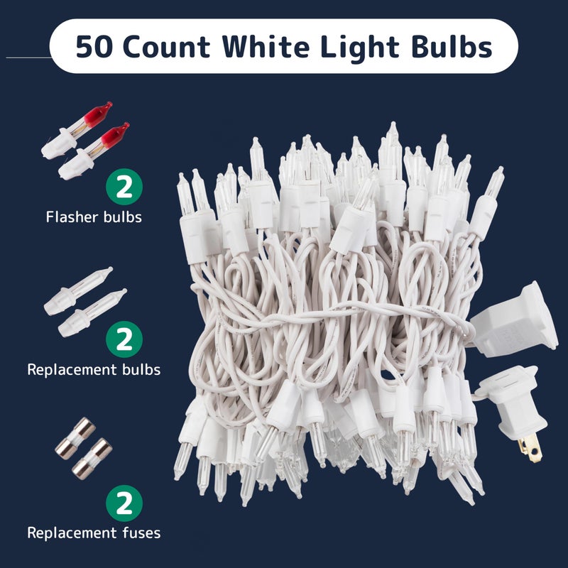 PREXTEX 100-Count White Christmas Lights - 20 ft Clear Warm White String Lights on White Wire - Incandescent Xmas Tree Lights for Indoor and Outdoor Decorations - Image 5