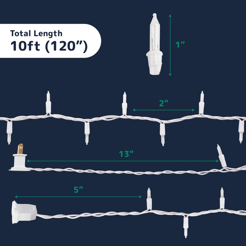 PREXTEX 100-Count White Christmas Lights - 20 ft Clear Warm White String Lights on White Wire - Incandescent Xmas Tree Lights for Indoor and Outdoor Decorations - Image 3