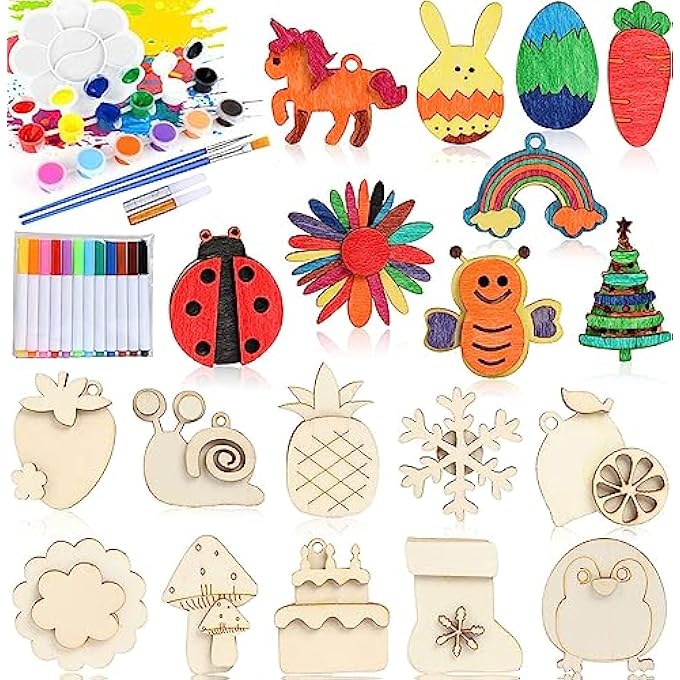 DIY WOODEN MAGNET PAINTING CRAFT KIT,36 WOOD PAINTING CRAFT KIT AND ART SET FOR KIDS BOYS AND GIRLS AGES 3+, PAINTING CRAFT ACTIVITIES KIT, CRAFT TOYS GIFTS FOR 3, 4, 5, 6, 7, 8+ YEAR OLD KIDS - Image 1