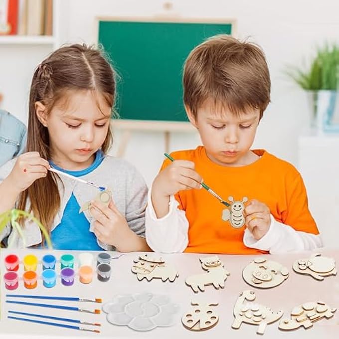 DIY WOODEN MAGNET PAINTING CRAFT KIT,36 WOOD PAINTING CRAFT KIT AND ART SET FOR KIDS BOYS AND GIRLS AGES 3+, PAINTING CRAFT ACTIVITIES KIT, CRAFT TOYS GIFTS FOR 3, 4, 5, 6, 7, 8+ YEAR OLD KIDS - Image 4