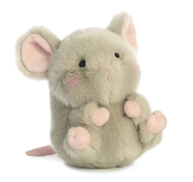 Aurora® Round Rolly Pet™ Frisk Mouse™ Stuffed Animal - Adorable Companions - On-The-Go Fun - Gray 5 Inches - Image 1