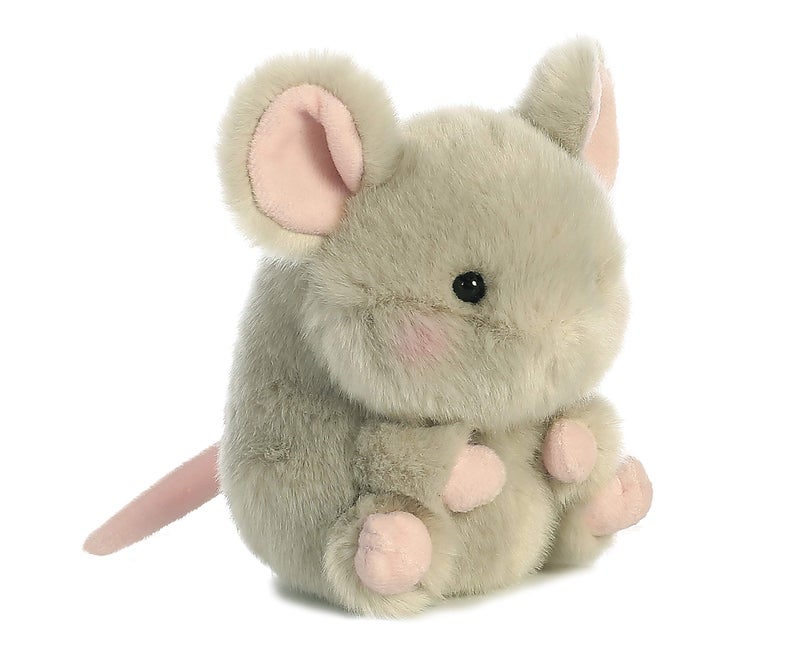 Aurora® Round Rolly Pet™ Frisk Mouse™ Stuffed Animal - Adorable Companions - On-The-Go Fun - Gray 5 Inches - Image 3