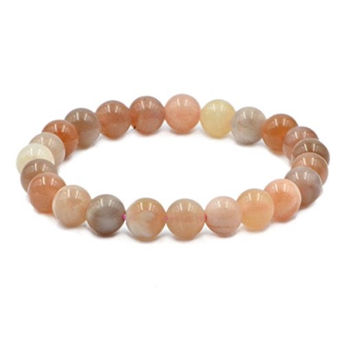 AD Beads Natural Gemstone Round Beads Stretch Bracelet Healing Reiki 8mm Multicolor Sunstone - Image 1
