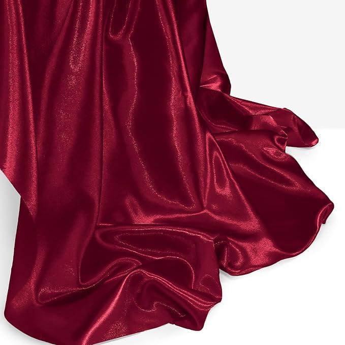 Filloxy Plain Silky Shine Satin Solid Fabric Material for Fashion Design Stitching Multiple Use Includes Dress, Pillow Cover, Designer Cloths, Home Decor Material - 44" Hight (RED, 1 Meter) - Image 2