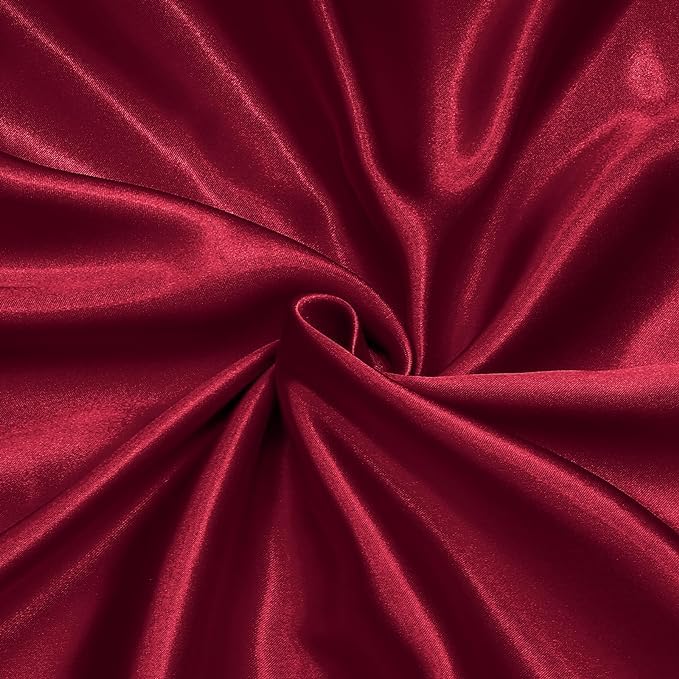 Filloxy Plain Silky Shine Satin Solid Fabric Material for Fashion Design Stitching Multiple Use Includes Dress, Pillow Cover, Designer Cloths, Home Decor Material - 44" Hight (RED, 1 Meter) - Image 1