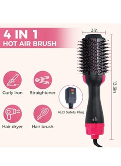 General Hair Dryer Dust Brush, Hair Dryer, Hair Dryer, Volatilizer, 4-in-1 Hot Air Dust Brush for Straightening, Curling, Blow Drying, Salon, One Step Styling Tool (Pink)  - Image 3