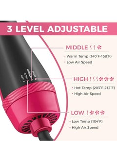 General Hair Dryer Dust Brush, Hair Dryer, Hair Dryer, Volatilizer, 4-in-1 Hot Air Dust Brush for Straightening, Curling, Blow Drying, Salon, One Step Styling Tool (Pink)  - Image 4
