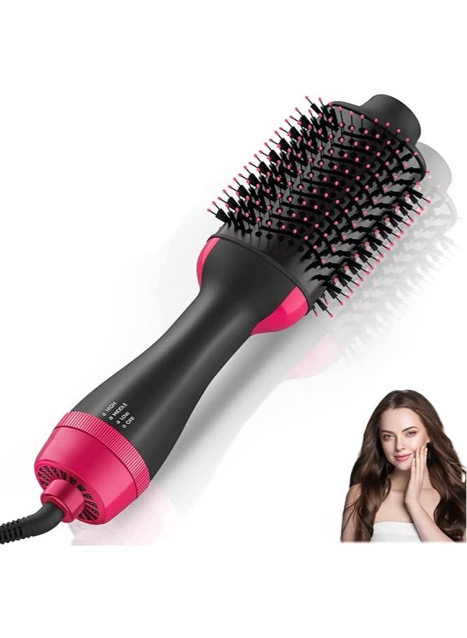general Hair Dryer Dust Brush, Hair Dryer, Hair Dryer, Volatilizer, 4-in-1 Hot Air Dust Brush for Straightening, Curling, Blow Drying, Salon, One Step Styling Tool (Pink) - Image 1