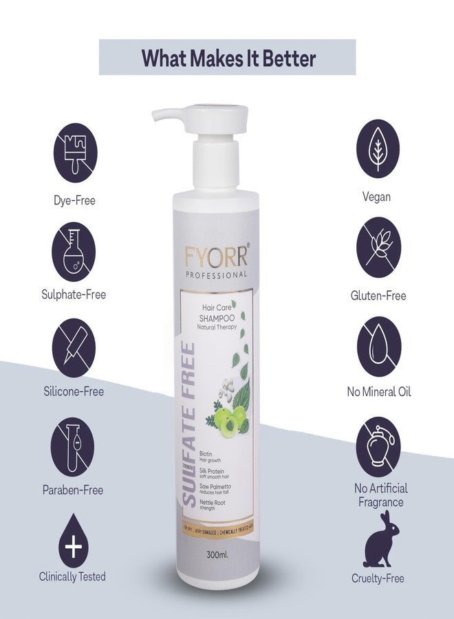 FYORR 300ml Smooth Shine Sulfate Free Biotin Rich Hair Fall Control Shampoo For Dry Frizzy Damage Chemically Treated Hairs | Thinning Hair Repair Strengthening Shampoo - Image 2