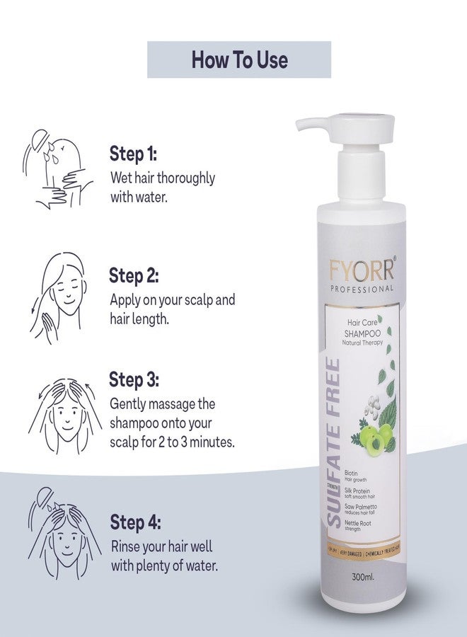 FYORR 300ml Smooth Shine Sulfate Free Biotin Rich Hair Fall Control Shampoo For Dry Frizzy Damage Chemically Treated Hairs | Thinning Hair Repair Strengthening Shampoo - Image 4