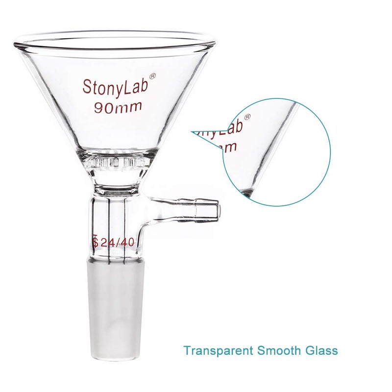 stonylab Borosilicate Glass Filter Funnel with 90mm Top Outer Dimension, 24/40 Inner Joint Glass Filtering Funnels - Image 3