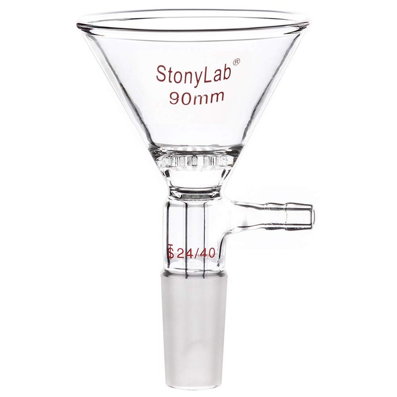 stonylab Borosilicate Glass Filter Funnel with 90mm Top Outer Dimension, 24/40 Inner Joint Glass Filtering Funnels - Image 1