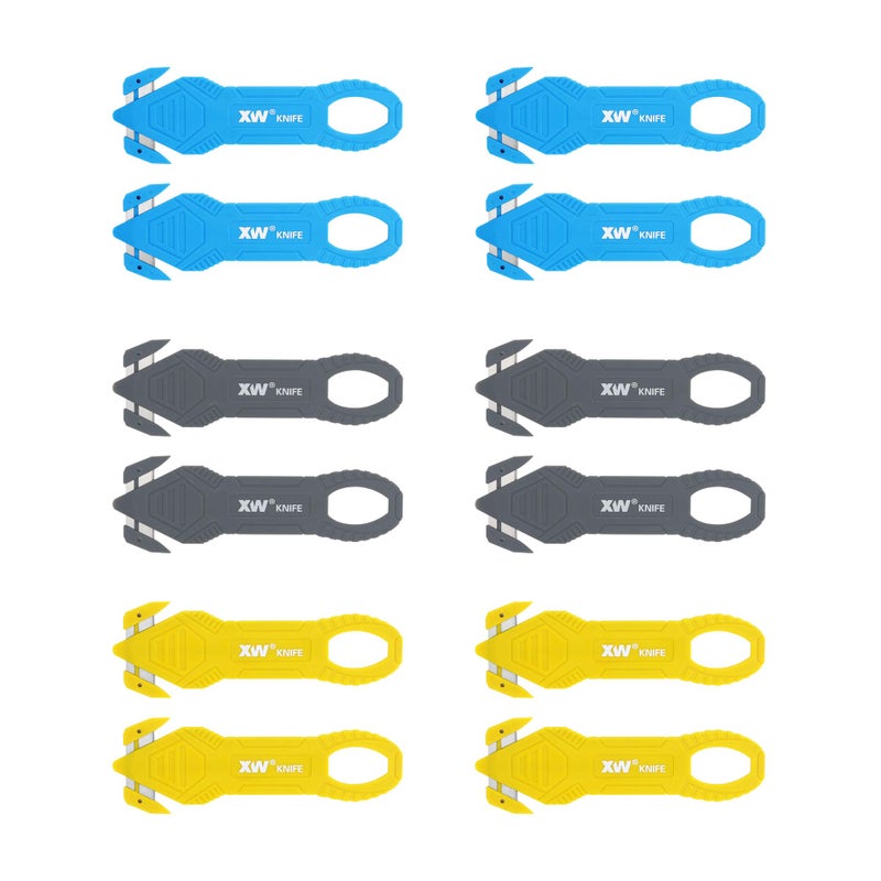 XW Safety Box Cutter of Stainless Steel Blade, Carton and Package Opener of Assorted Colors, 12-Pack - Image 1