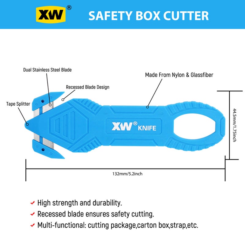 XW Safety Box Cutter of Stainless Steel Blade, Carton and Package Opener of Assorted Colors, 12-Pack - Image 3
