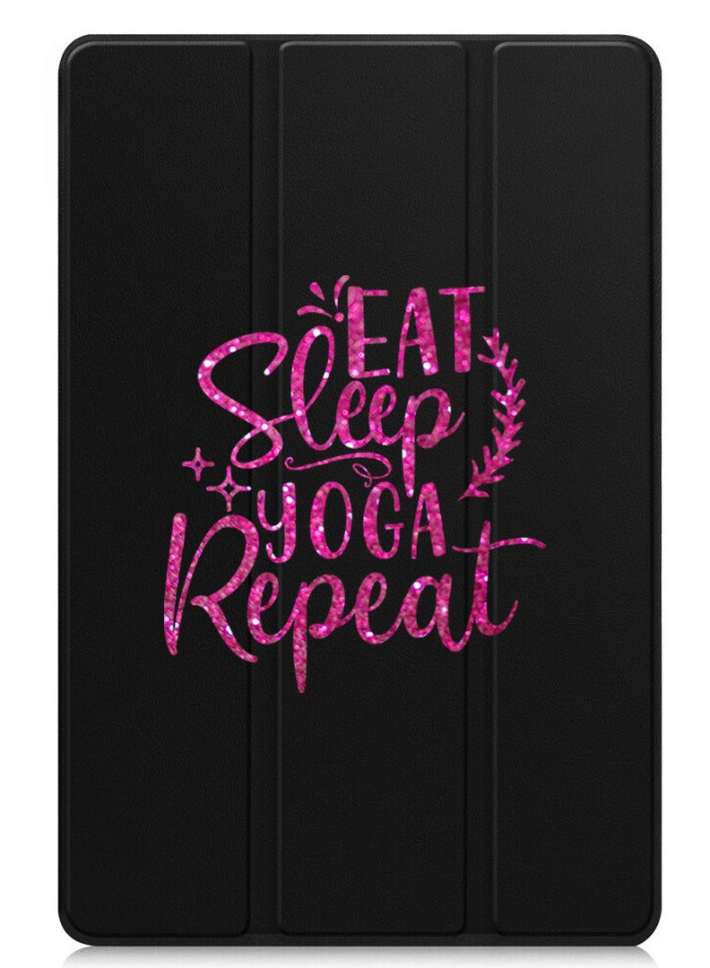 Theodor Protective Flip Case For Apple iPad mini 7th Generation (A17 Pro 2024 / Mini 6 2021 6th Generation) With Trifold Stand Auto Wake Sleep Shockproof Cover Eat sleep yoga repeat - Image 1