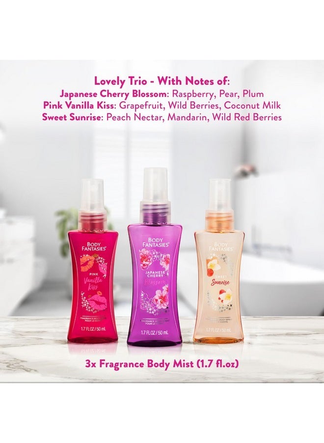 BODY FANTASIES - Body Spray Holiday Gift Set For Her - 3 Piece Lovely Scents Sampler - Image 1