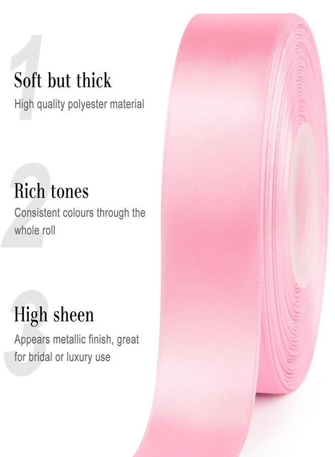 CLUEWR 1-1/2 Inches 50 Yards Pink Satin Ribbon, Solid Fabric Ribbon Roll for Flower Bouquets, Gift Wrapping, Wedding, Handmade Crafts - Image 4