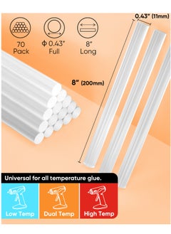 SHALL SHALL Full Size Hot Glue Sticks, (11 x 200mm) 0.43" Dia x 8" Long, 70-Pack Clear Hot Melt Glue Sticks, Multipurpose for Kids Adults DIY Art Craft Sealing Repairing Festival Decoration  - Image 3