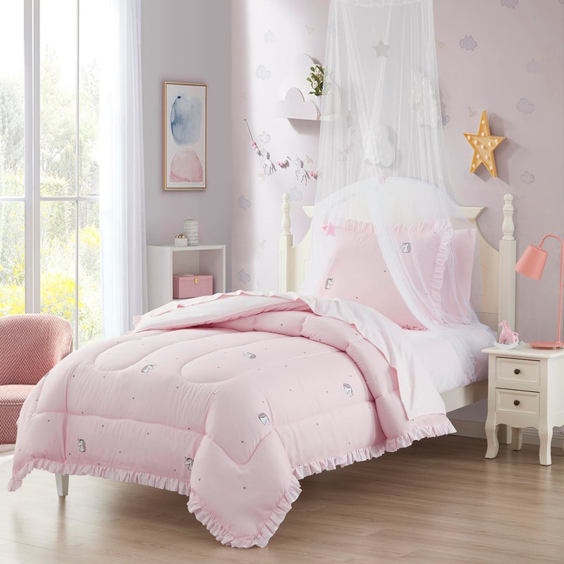 Sweet Home Collection Kids Bedding Set Bed in a Bag for Boys and Girls Toddlers Printed Sheet Set and Comforter  Twin Rainbow Unicorn 