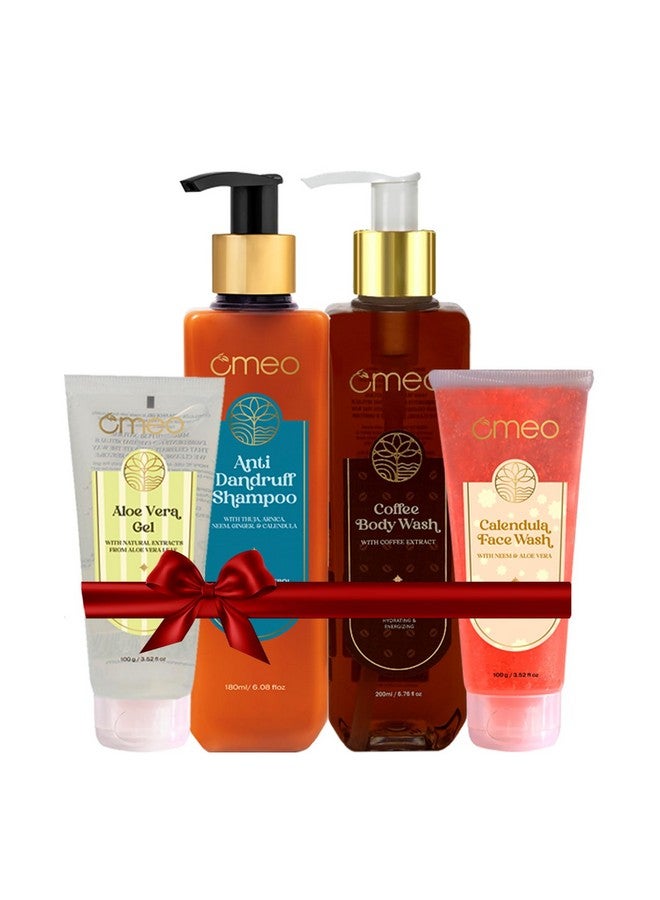 Omeo Festive Gift Hampers (Set of 4) | (Aloe Vera Gel + Anti Dandruff Shampoo + Coffee Body Wash + Calendula Face Wash) for Gifting 4 Items Gift Set - Image 1