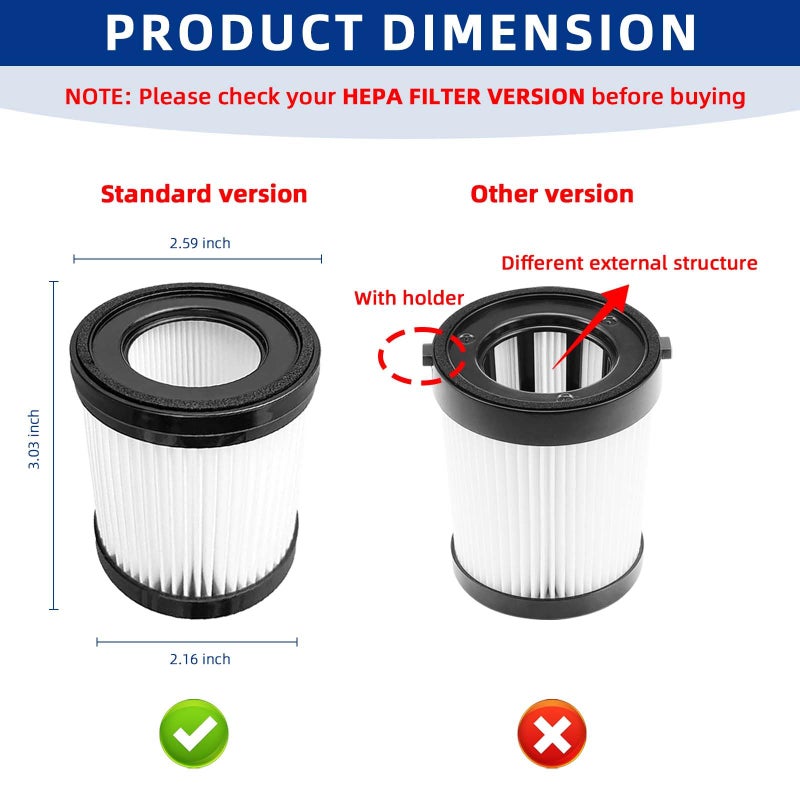 ADDFRESH Vacuum Filter Replacement Compatible with Fabuletta FSV001/FSV101,Girnoor G160/G165, Lubluelu 202, Oraimo OSV-102, VacLife VL732 Stick Vacuum Cleaners - 4 Pack - Image 4